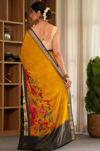 nithya mysore digital crepe silk blend handloom saree