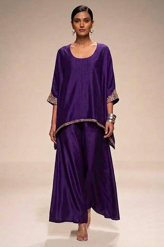 Purple embroidered nysha silk co ord set
