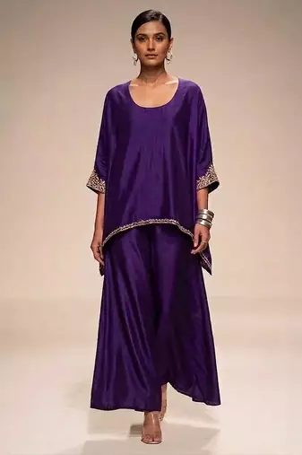 Purple embroidered nysha silk co ord set