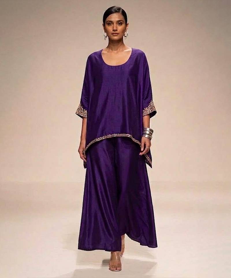 Purple embroidered nysha silk co ord set