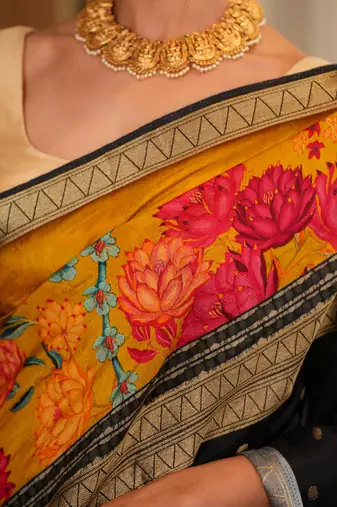nithya mysore digital crepe silk blend handloom saree