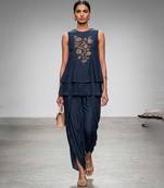 Dark blue embroidered nysha silk co ord set