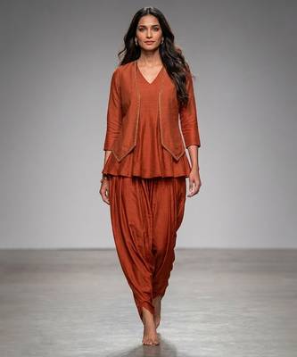 Rust orange dupion silk co ord set 1