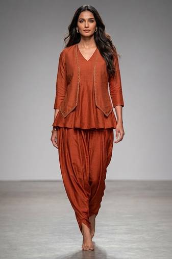 Rust orange dupion silk co ord set