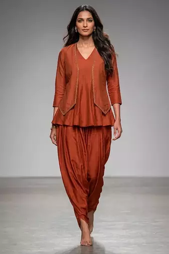 Rust orange dupion silk co ord set