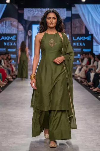 Green embroidered nysha silk kurta set