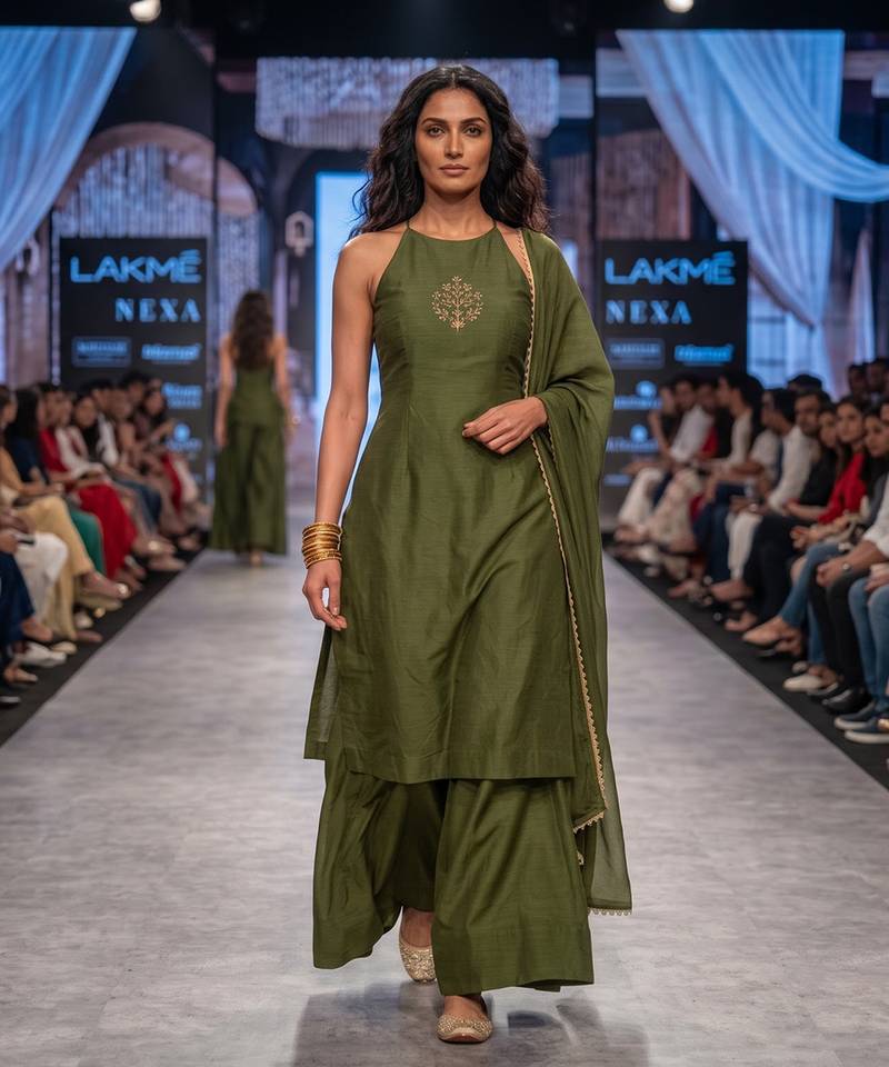 Green embroidered nysha silk kurta set
