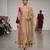 Beige embroidered mul chanderi long kurta set