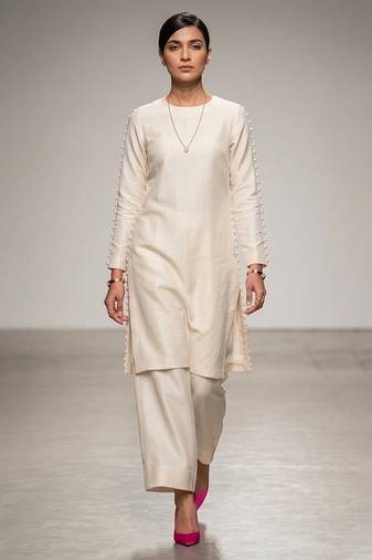 Ivory nysha silk indo western kurta and pant