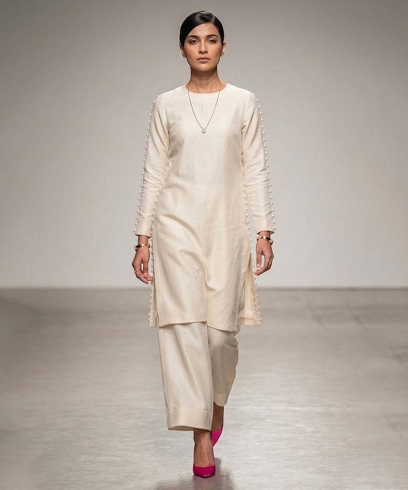 Ivory nysha silk indo western kurta and pant