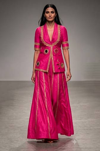 Hot pink embroidered nysha silk co ord set