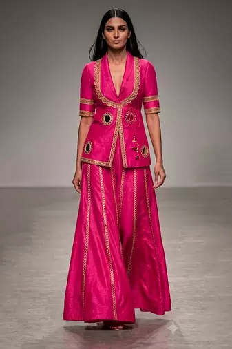 Hot pink embroidered nysha silk co ord set