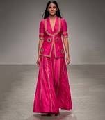 Hot pink embroidered nysha silk co ord set