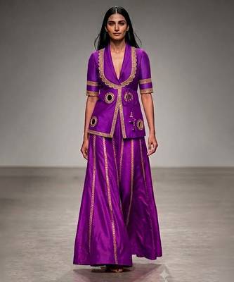 Royal purple embroidered nysha silk co ord set 1
