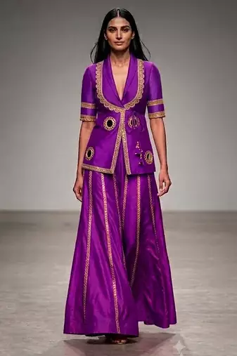 Royal purple embroidered nysha silk co ord set