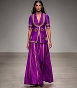 Royal purple embroidered nysha silk co ord set