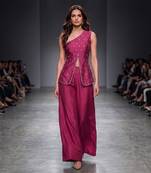Pink embroidered dupion silk co ord set