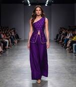 Purple embroidered dupion silk co ord set