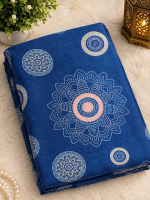 Women cream chanderi cotton peacock feather pattern ready to wear saree 6