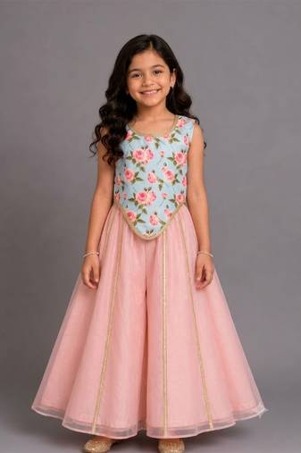 Blue Pink Printed Cotton Silk Co Ord Set