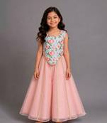 Blue Pink Printed Cotton Silk Co Ord Set