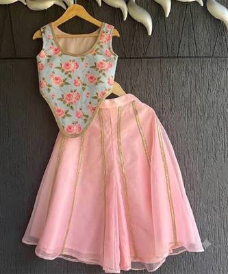Blue Pink Printed Cotton Silk Co Ord Set 3