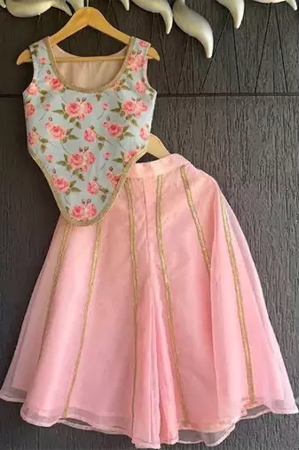 Blue Pink Printed Cotton Silk Co Ord Set