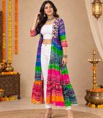 Multicolor color printed long shrug for navratri - Full stitched free size