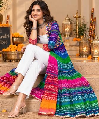 Multicolor color printed long shrug for navratri - Full stitched free size 3