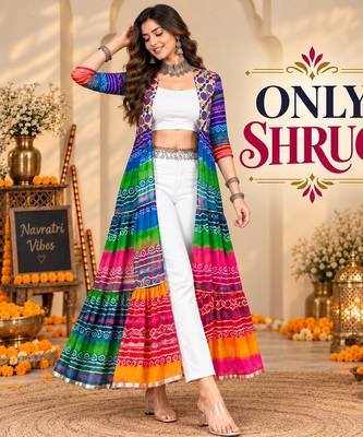 Multicolor color printed long shrug for navratri - Full stitched free size 4