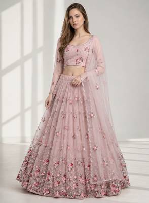 DUSTY SEQUINS & EMBROIDERED NET FESTIVAL LEHENGA CHOLI SET FOR WOMEN'S 1