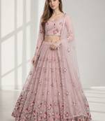 DUSTY SEQUINS & EMBROIDERED NET FESTIVAL LEHENGA CHOLI SET FOR WOMEN'S