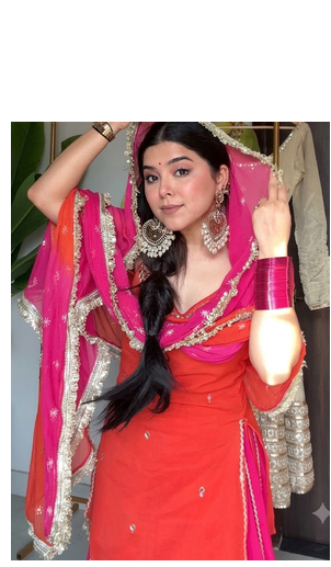 Women’s Flared Lehenga Set With Orange Embroidered Top & Dupatta 2