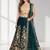 TURQUOISE SEQUINS & EMBROIDERED VELVET FESTIVAL LEHENGA CHOLI SET FOR WOMEN'S