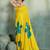 Yellow printed cotton silk saree with blouse
