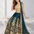 TURQUOISE SEQUINS & EMBROIDERED VELVET FESTIVAL LEHENGA CHOLI SET FOR WOMEN'S