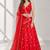 RED MIRROR & EMBROIDERED ART SILK FESTIVAL LEHENGA CHOLI SET FOR WOMEN'S