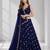 NAVY BLUE MIRROR & EMBROIDERED ART SILK FESTIVAL LEHENGA CHOLI SET FOR WOMEN'S