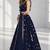 NAVY BLUE MIRROR & EMBROIDERED ART SILK FESTIVAL LEHENGA CHOLI SET FOR WOMEN'S