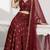 MAROON  MIRROR & EMBROIDERED ART SILK FESTIVAL LEHENGA CHOLI SET FOR WOMEN'S