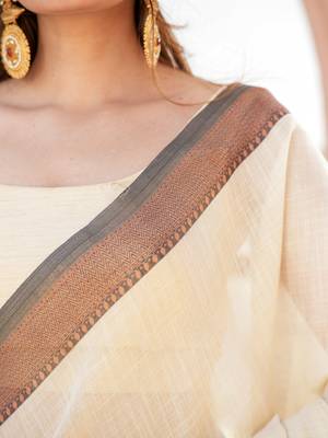 Kanchana- Linen Handwoven Saree with hand embroidery Saree 5