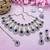 Blue yellow gold premium designer american diamond and stone work necklace set