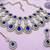 Blue yellow gold premium designer american diamond and stone work necklace set