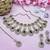 Green yellow gold premium designer american diamond and stone work necklace set