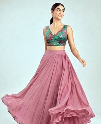 Multi coloured woven design brocade saree blouse 3
