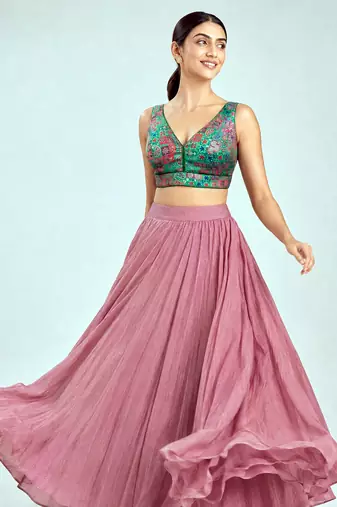 Multi coloured woven design brocade saree blouse