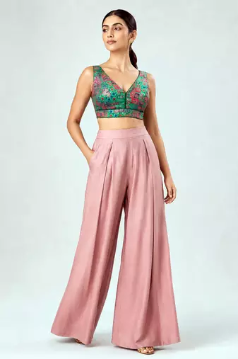 Multi coloured woven design brocade saree blouse
