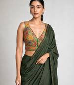 Multi coloured woven design brocade saree blouse