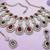 Maroon yellow gold premium designer american diamond and stone work necklace set