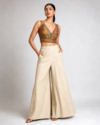 Multi coloured woven design brocade saree blouse 5